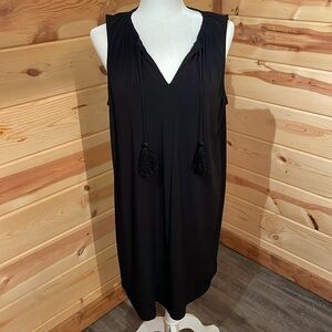 Michael Kors Black Midi Dress Size Large Jersey Material Stretchy